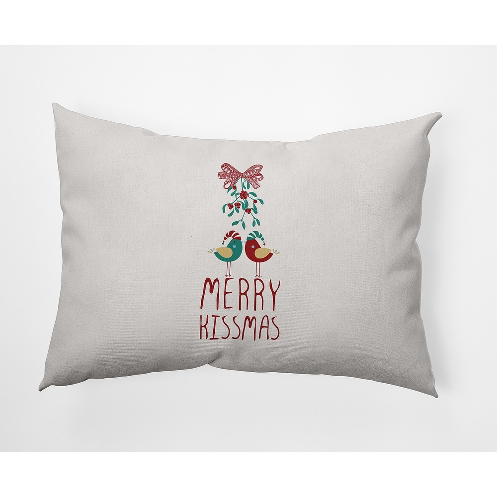 Merry Kissmas Christmas Soft Spun Polyester Decorative Throw Pillow