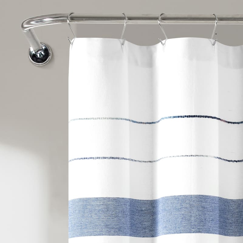 Lush Decor Chic Stripe Yarn Dyed Eco-Friendly Recycled Cotton Shower Curtain Single