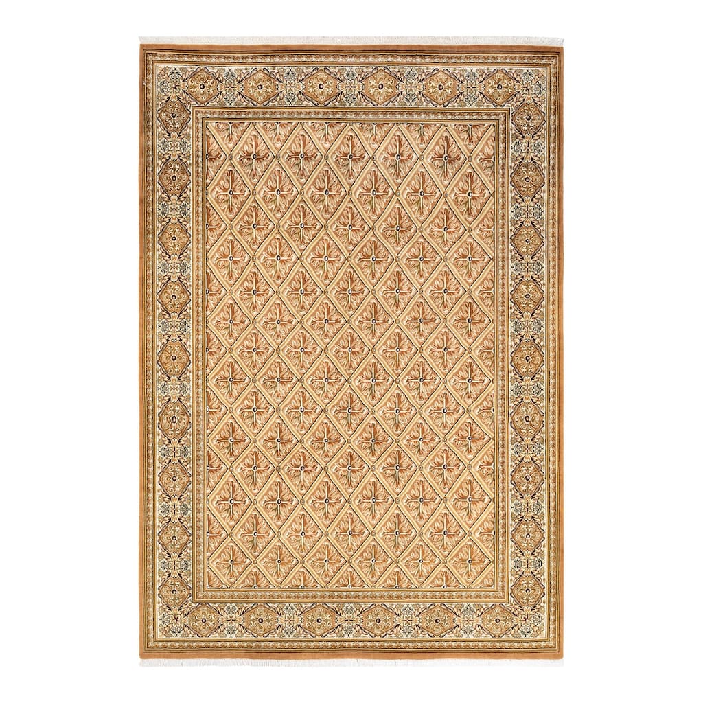 Overton Hand Knotted Wool Vintage Inspired Traditional Mogul Yellow Area Rug - 6' 2" x 8' 10"