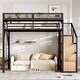 preview thumbnail 7 of 17, Metal Loft Bed with Storage Stairs, Shelves and Built-in Wardrobe