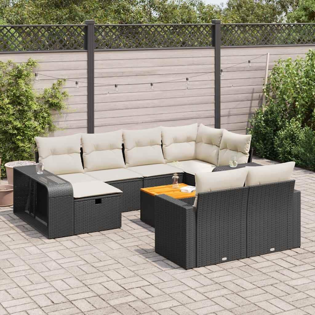 vidaXL Garden Sofa Set Black - 21.7 x 21.7 x 14.6