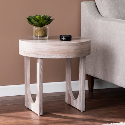 SEI Furniture Chadwick Contemporary Brown Faux Stone Side Table