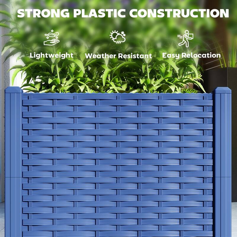 Outsunny 4 x 1 x 1 ft Raised Garden Bed, Indoor Outdoor Plastic Planter Box with Drainage Holes for Vegetables