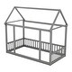 preview thumbnail 5 of 7, Stylistic Elements Twin Size Floor Wooden Kids Bed with House Roof Frame and Safety Guardrails, Gray