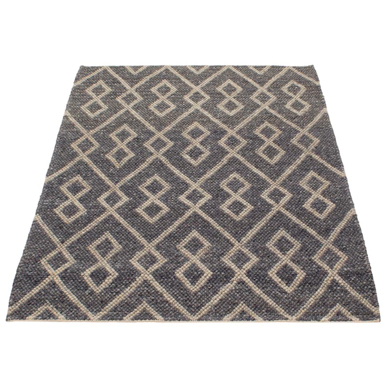 ECARPETGALLERY Braid weave Sienna Dark Grey Wool Rug - 5'1 x 7'3