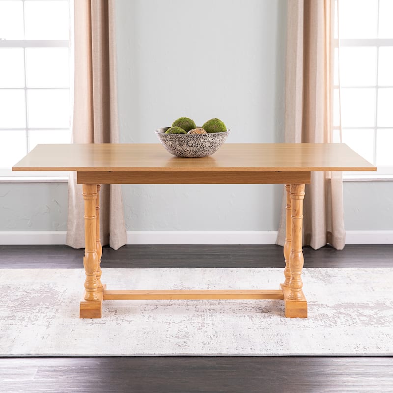 SEI Furniture Eddlewood Farmhouse Drop Leaf Trestle Console to Dining Table - Chestnut