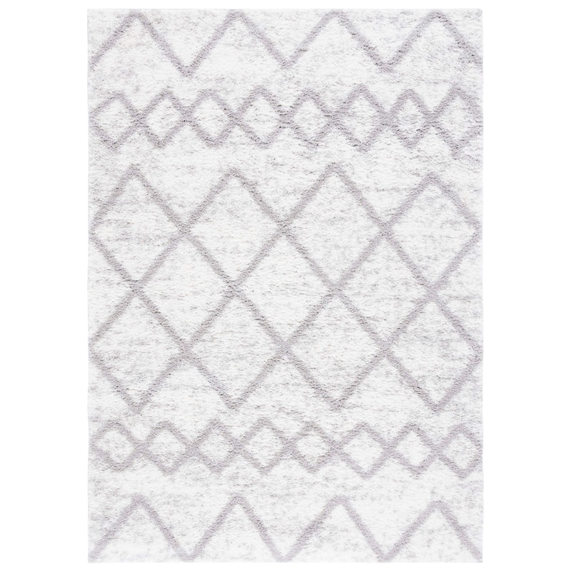 SAFAVIEH Berber Shag Katrien Moroccan Boho 1.25-inch Rug - 7' Square - Ivory/Grey