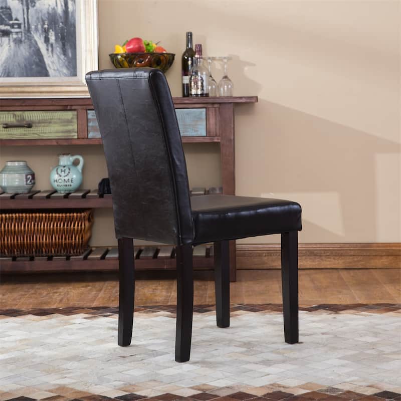 Urban Style Solid Wood Leatherette Padded Parson Chair, Set of 2