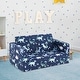 preview thumbnail 7 of 24, Kids Fold Out Couch 2-in-1 Children Convertible Sofa to Lounger Navy Dinosaur
