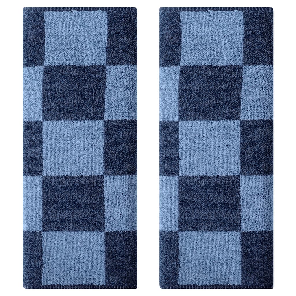 Bathroom Checkered Decorative Hand Towel Set 14" x 28", Cotton Face Towels Soft Absorbent for Spa, Bath, Gym, Kitchen