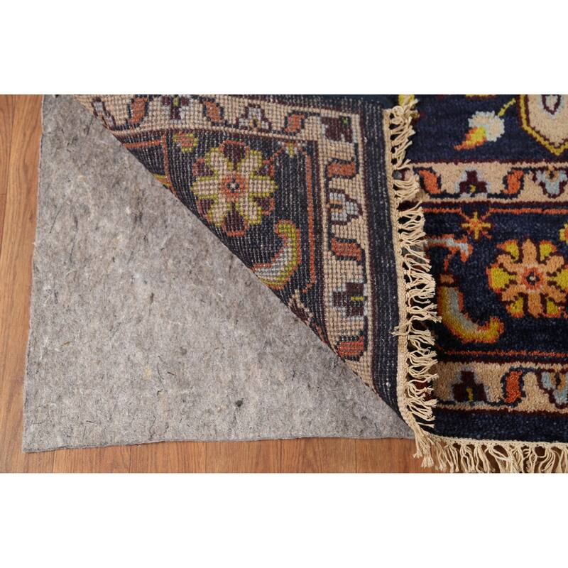 All-Over Blue Geometric Oushak Oriental Area Rug Handmade Wool Carpet - 7'10"x 10'4"