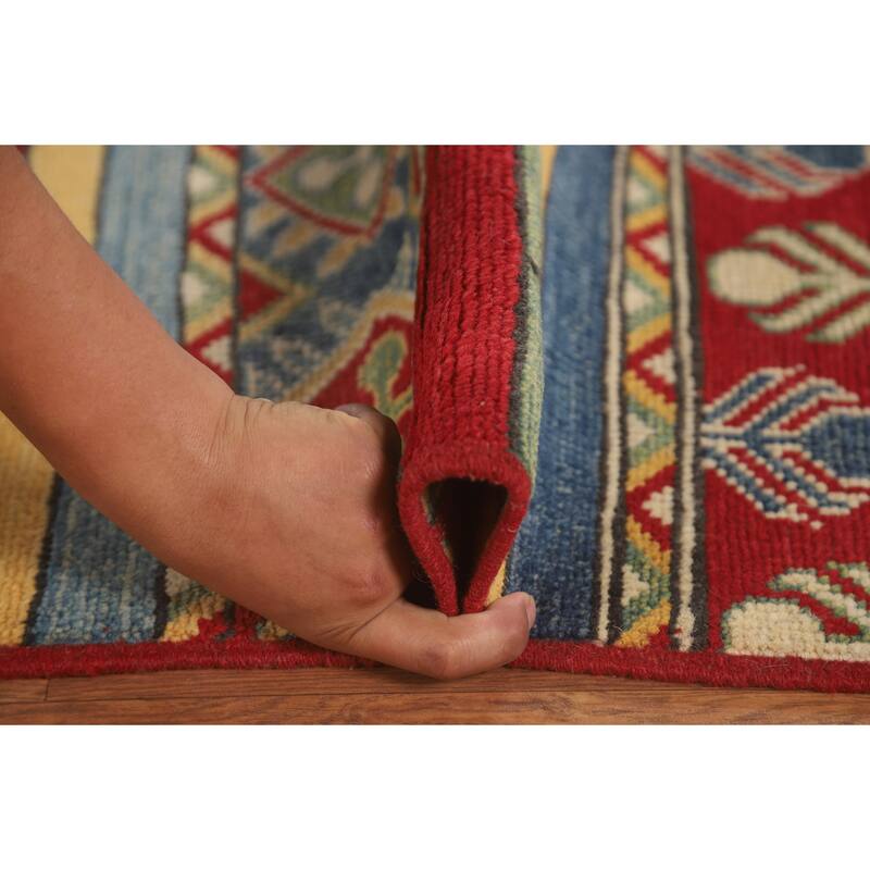 Striped Kazak Oriental Area Rug Wool Carpet - 7'11" x 10'3"