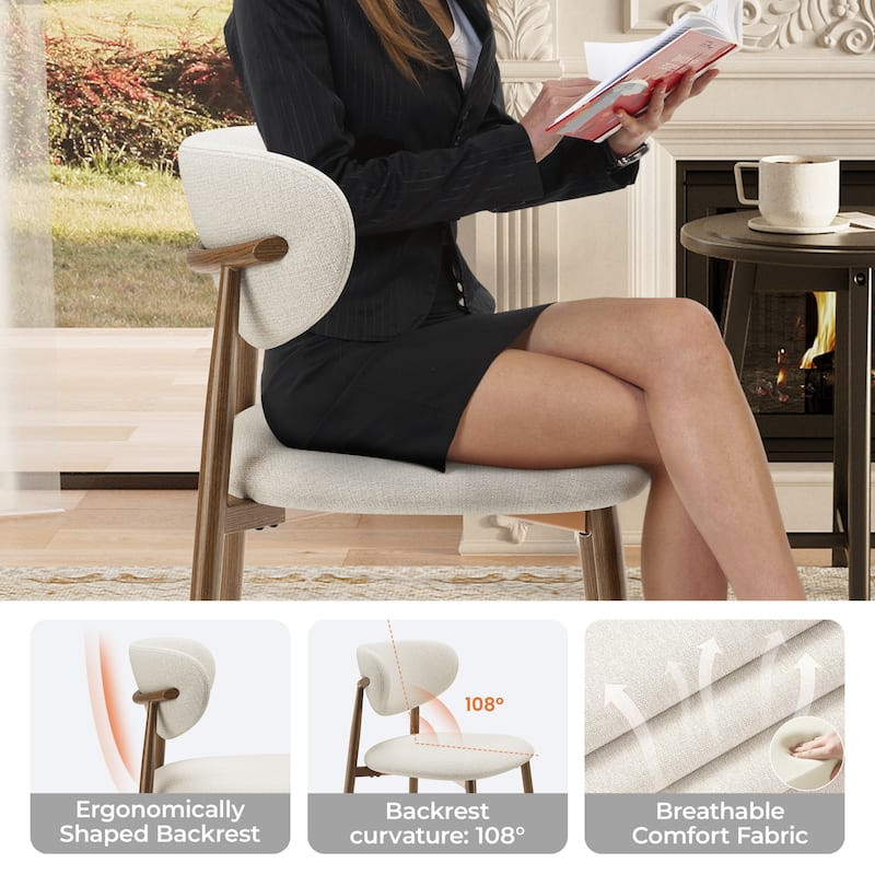 RENEWLINE Mid-Century Modern Tapered Dining Chairs with Upholstered Seat & Iron Frame