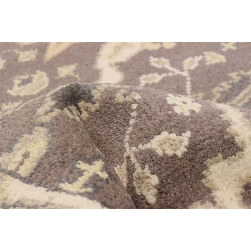 ECARPETGALLERY Hand-knotted Royal Oushak Brown Wool Rug - 2'6 x 7'8