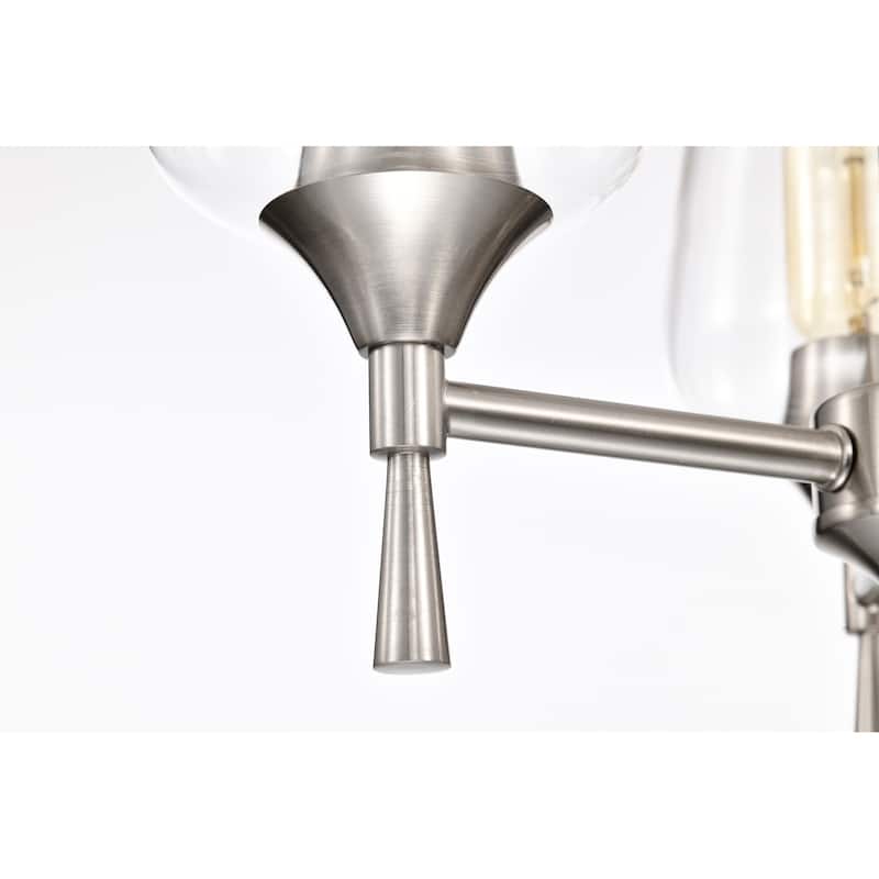 Brushed Nickel 3-Light Modern Chandelier with Clear Wine Glass Shades - Brushed Nickel