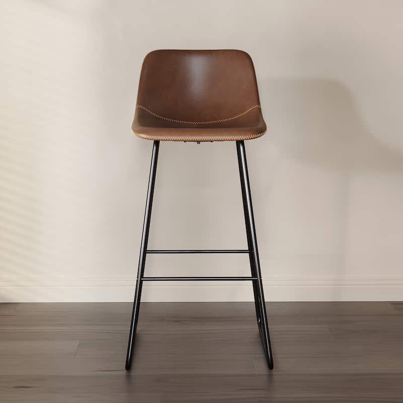 Modern 30.in Bar Height Bar Stool with PU Leather and Metal Frame Barstools for Kitchen Island