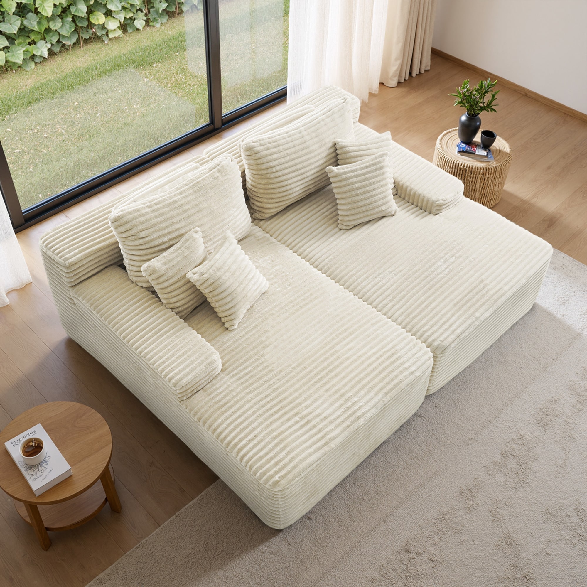 Upholstered Cloud Sectional Couch No Assembly Required L-Shape Chaise with Pillow