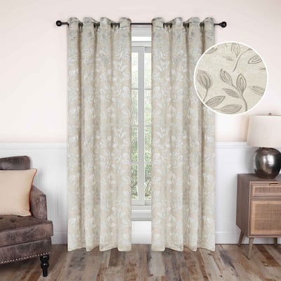 Superior Modern Bohemian Leaves Room Darkening Curtains with Grommets