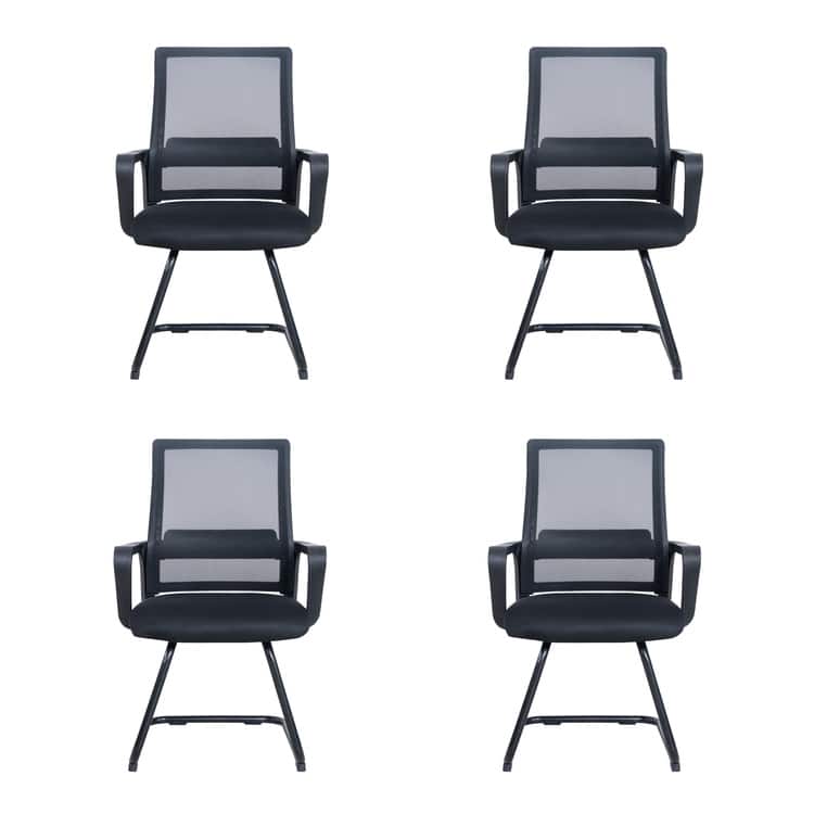 Waiting room chair set of 6 | Reception chair | Office chair | Office visitor chair | Comfortable office seating set -  Reception chair | Office chair | Office visitor chair | Comfortable office seating set|Black/Set-4/Mesh
