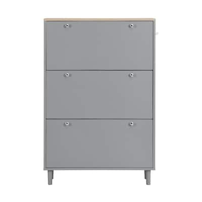 Narrow Design Shoe Cabinet with 3 Flip Drawers