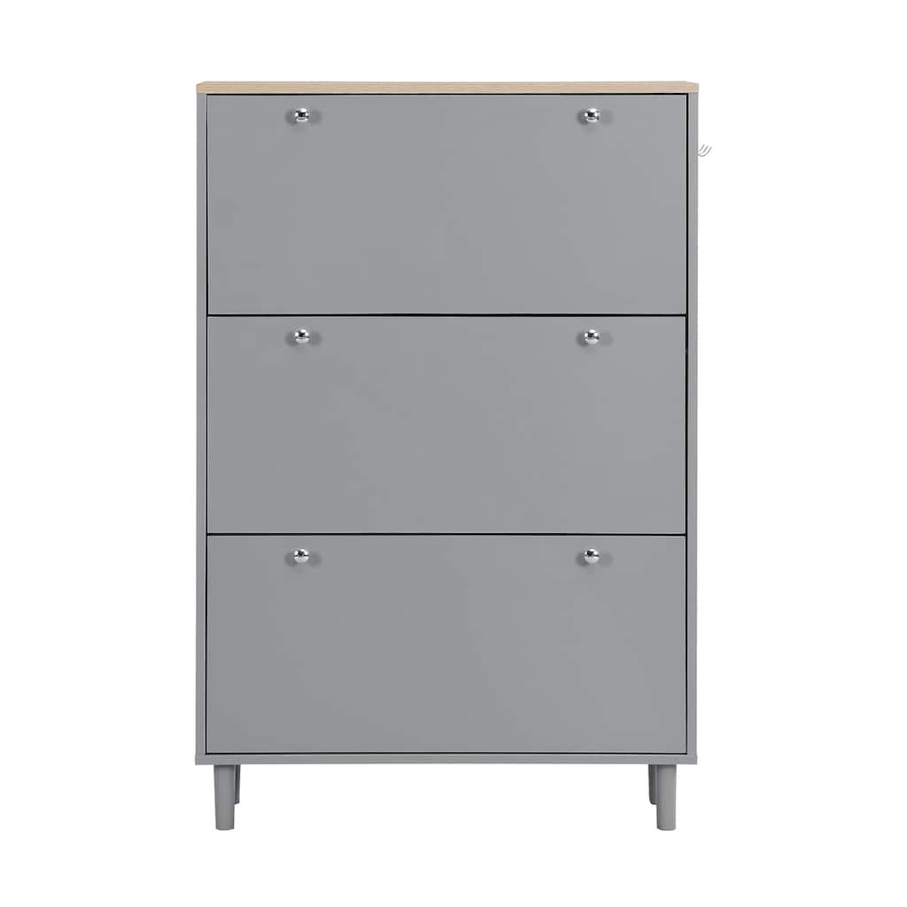 Narrow Design Shoe Cabinet with 3 Flip Drawers