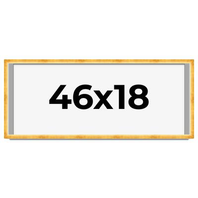 46x18 Shadow Box Frame Gold | 1.625 Inches Deep Real Wood Traditional