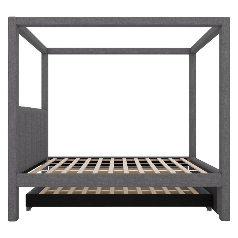 Upholstery Canopy Platform Bed with Trundle