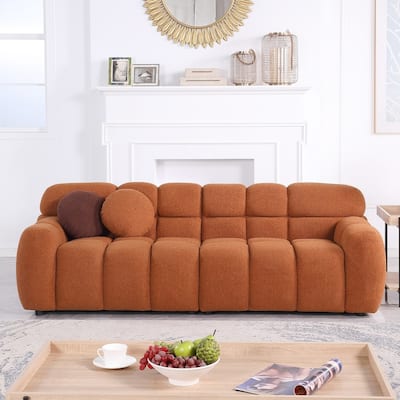 87.4" 3-Seater Boucle Sofa with Wood Frame
