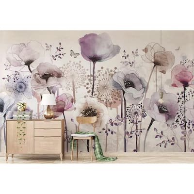 GK Wall Design Watercolor Paint Poppy Flower Removable Wallpaper