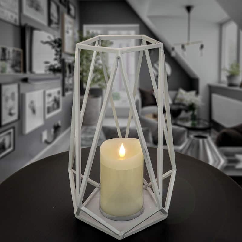 12" Candle Lantern with Glass Chimney, Glacier Gray by National Tree Company - 12 in