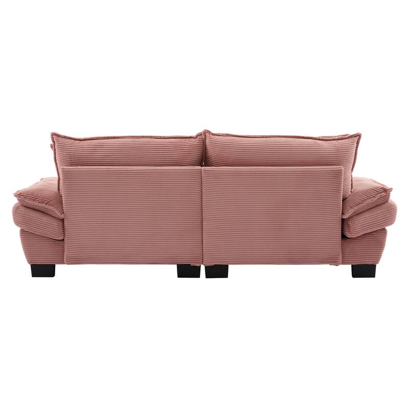 Corduroy Upholstered Loveseat Sofa, 2 Seater Sofa with Pillows, Deep Seat Sectional Sofa with Removable Cushions
