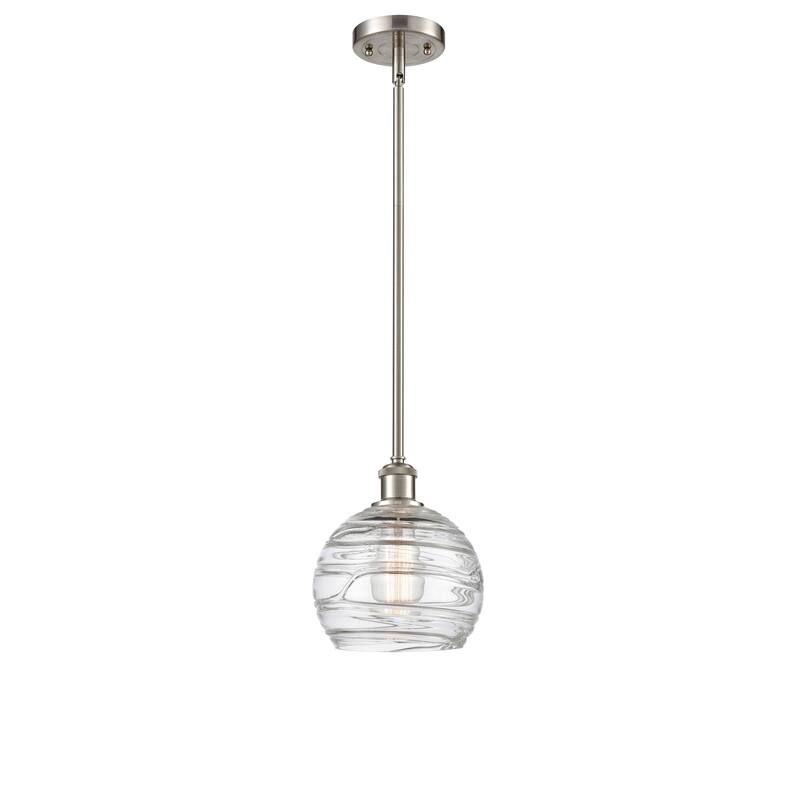 Innovations Lighting Athens Deco Swirl - 1 Light 8" Stem Hung Mini Pendant - Brushed Satin Nickel