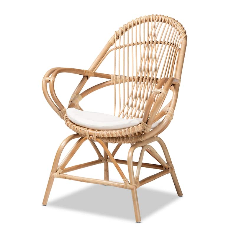 Jayden Bohemian 5-Piece Rattan Living Room Set-Natural Brown/White