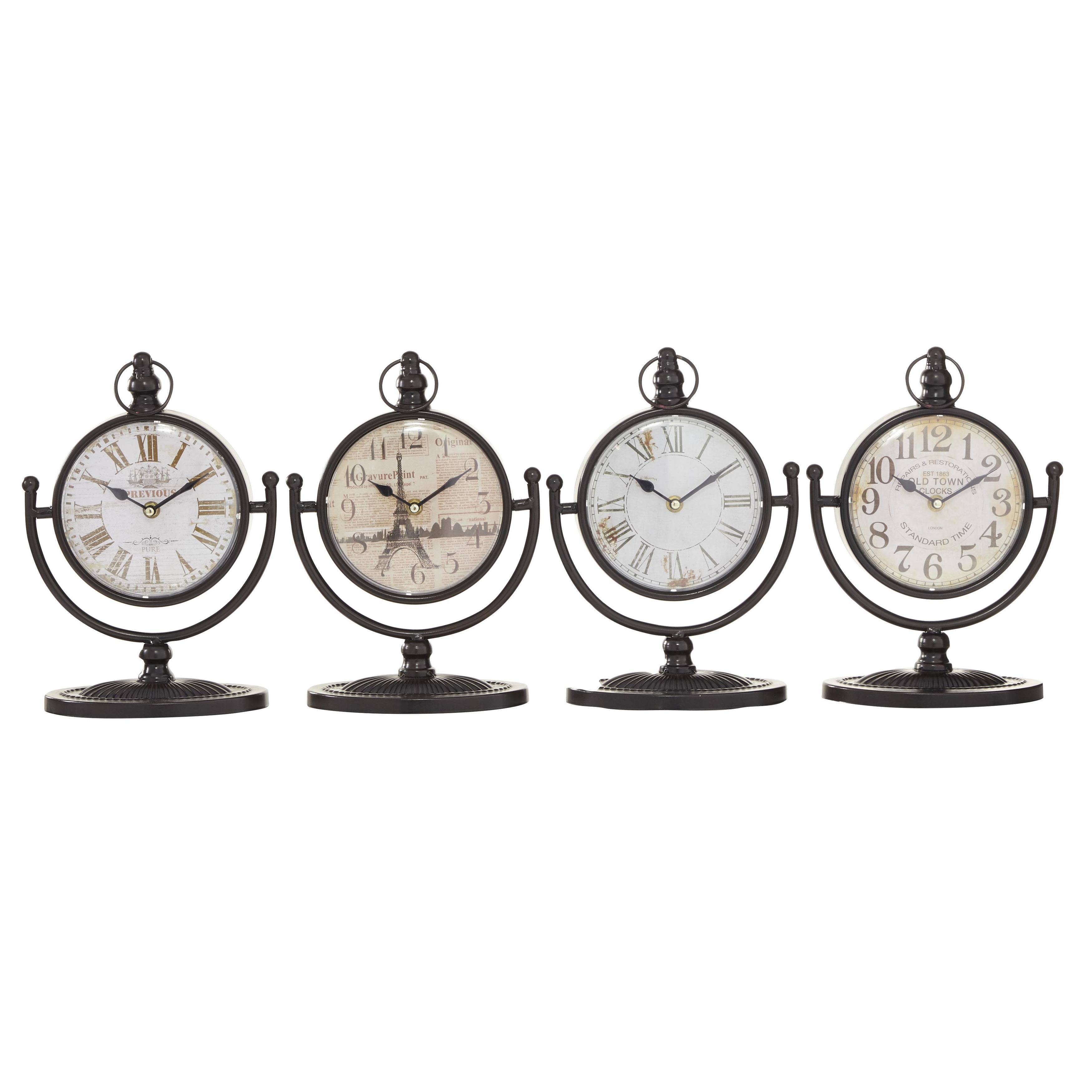 Metal Clock with Swing Stand - Set of 4 Black - Roche River Decor
