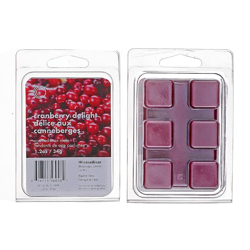 IH Casa Decor 6Pk Scented Wax Melts Cranberry Delight - Set of 4