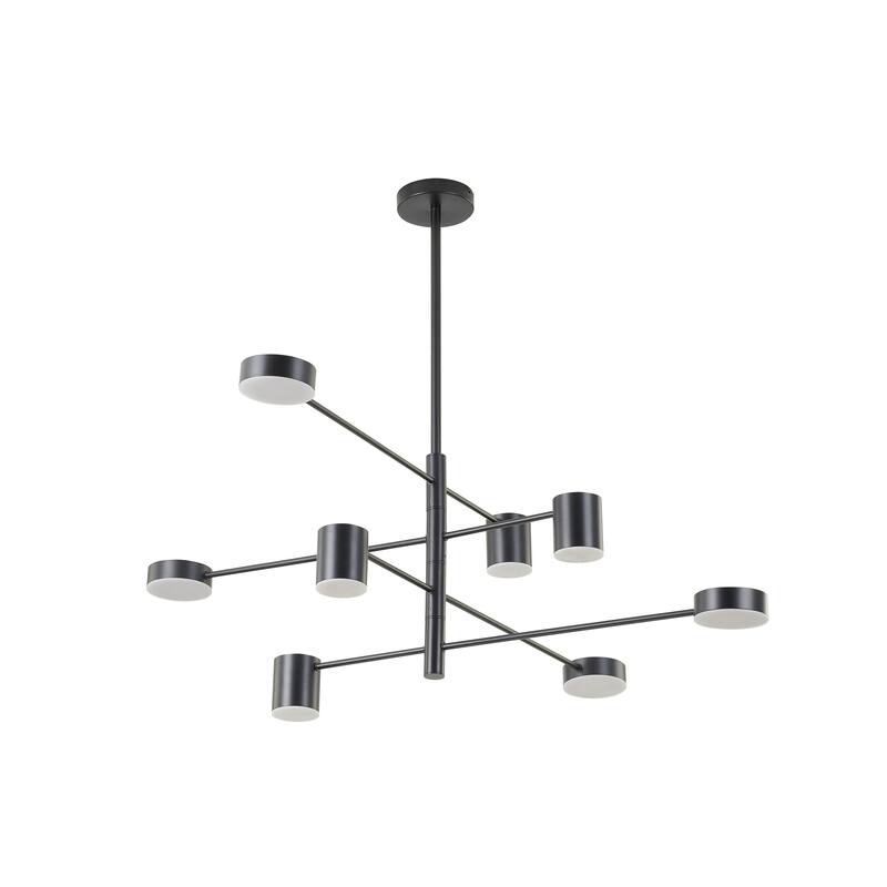 8 Light Black Metal LED Lighting With Acrylic Shades