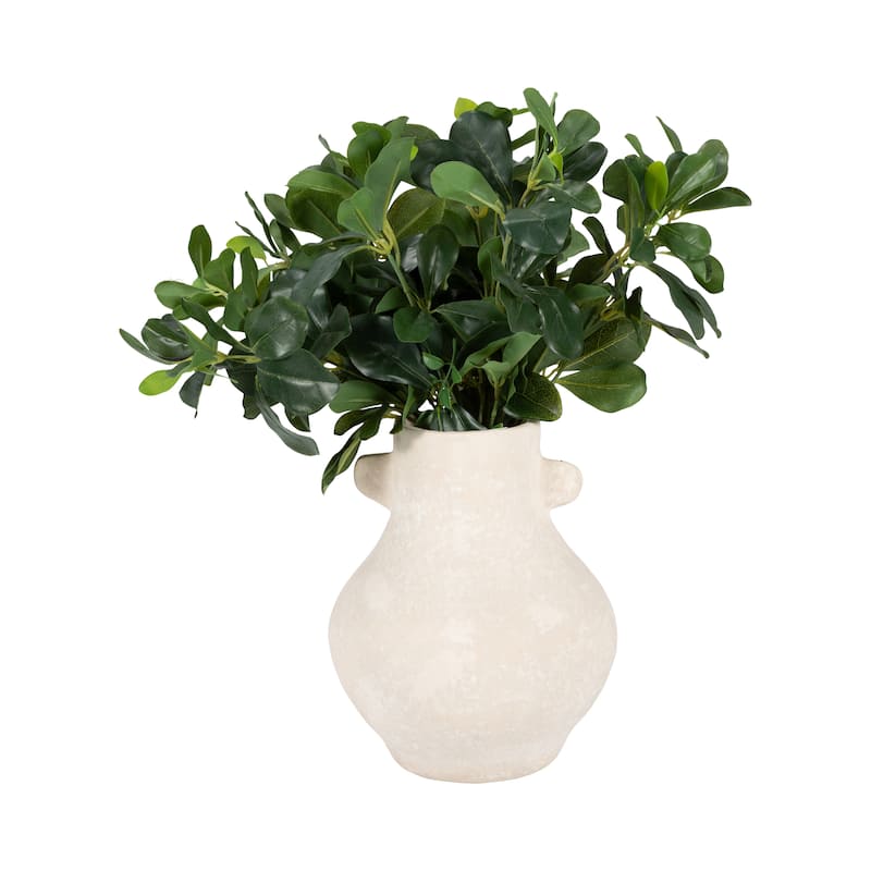 Sagebrook Home Ivory Paper Mache 10-inch Eared Vase, Perfect for Stylish Floral Arrangements