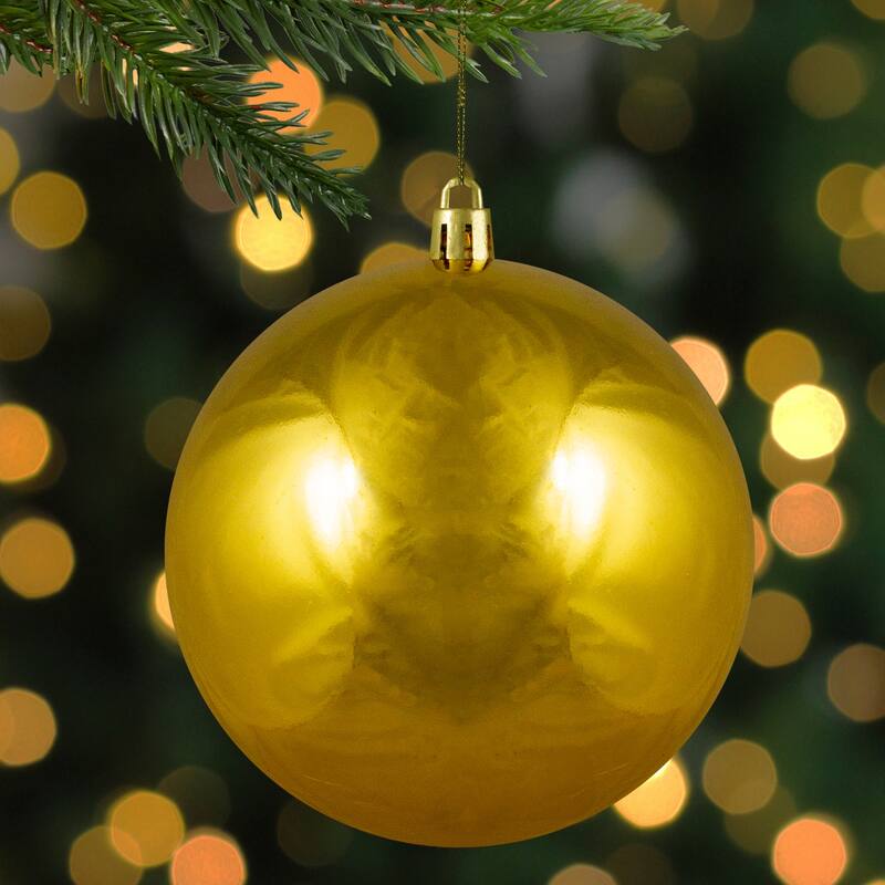Shiny Vegas Gold Shatterproof Christmas Ball Ornament 4" (100mm)
