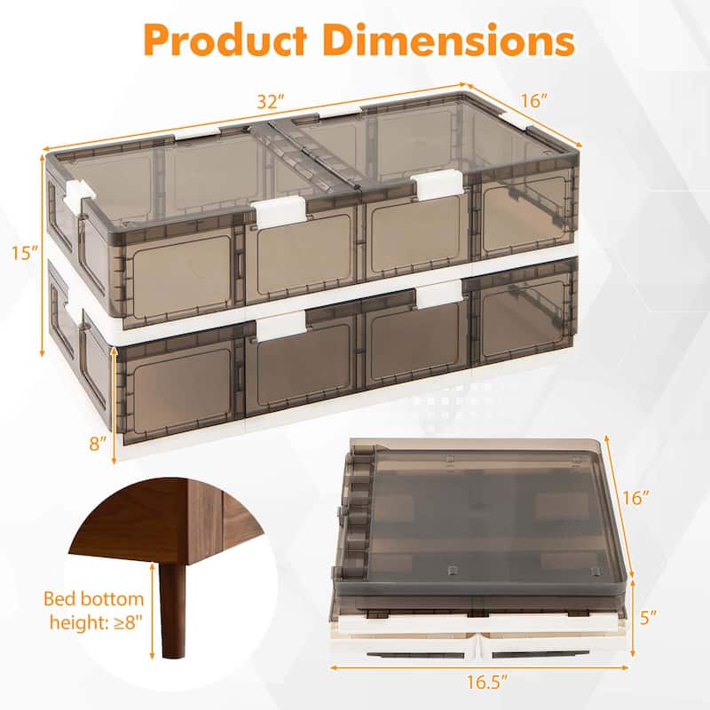1/2PCS Containers Double Opening Collapsible Rolling Storage Boxes