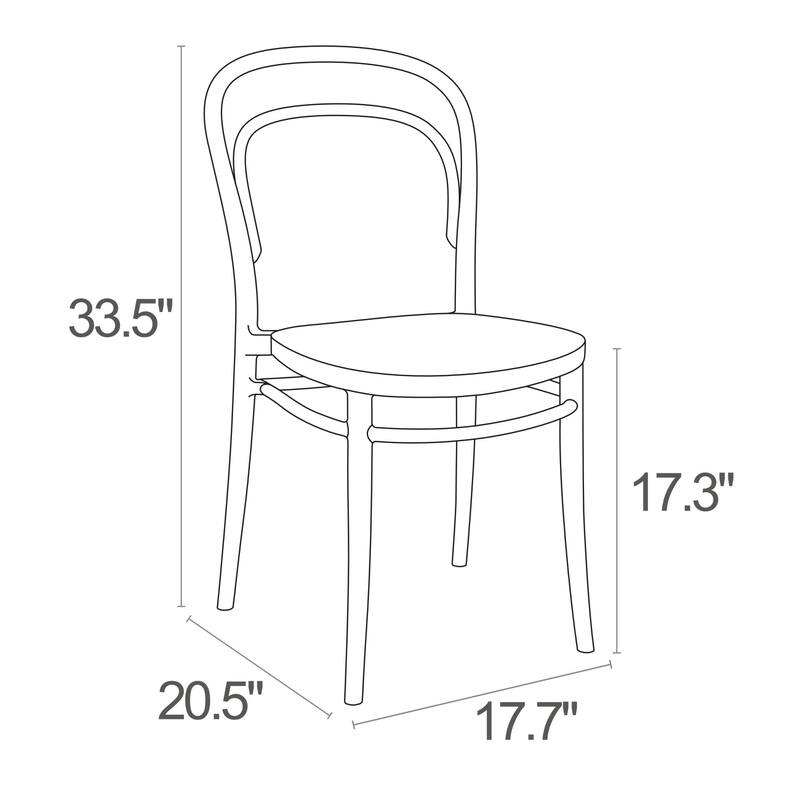33.5" Black Patio Armless Stackable Dining Chair