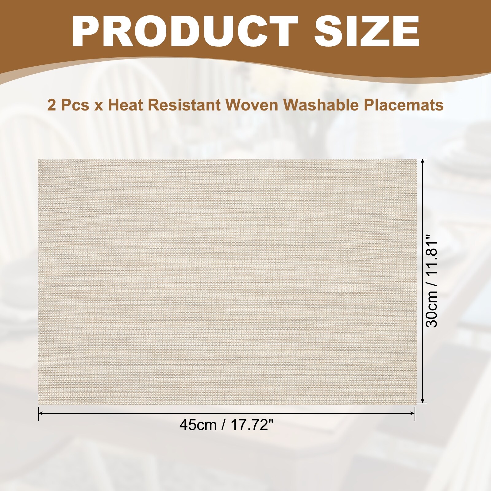 Faux Linen Placemats, Heat Resistant Place Mats Machine Washable Non-Slip Cloth Placemats for Dining Table Kitchen