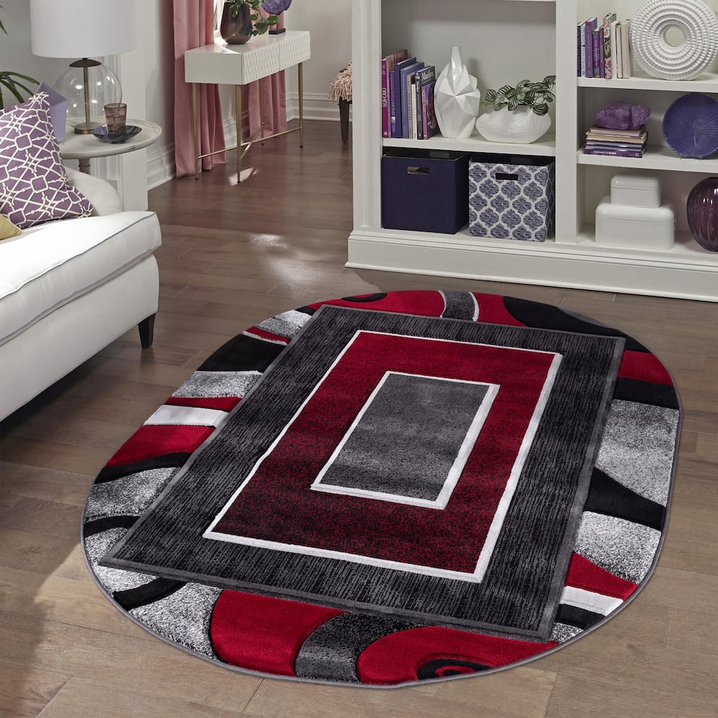 Glamour Red/Black Polypropylene Area Rug