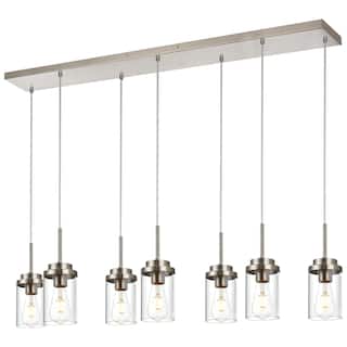 Brushed Nickel Pendant Island Lights with Clear Glass - Brushed Nickel - 7light