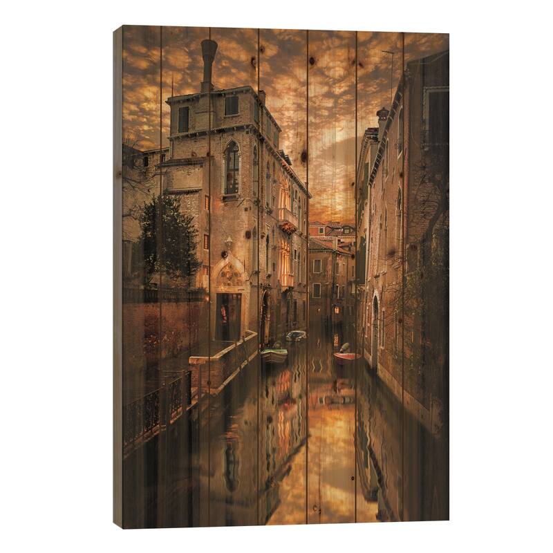 Venice Canals Print On Wood by Enzo Romano - Multi-Color - 26x18x1.5