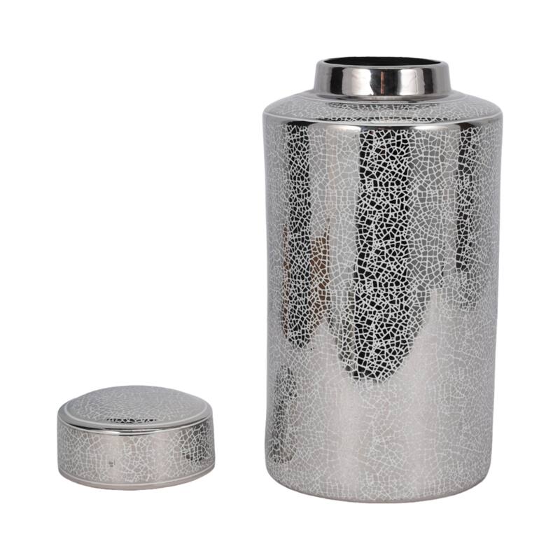 Sagebrook Home Modern Glam Jar with Lid Metallic Vase