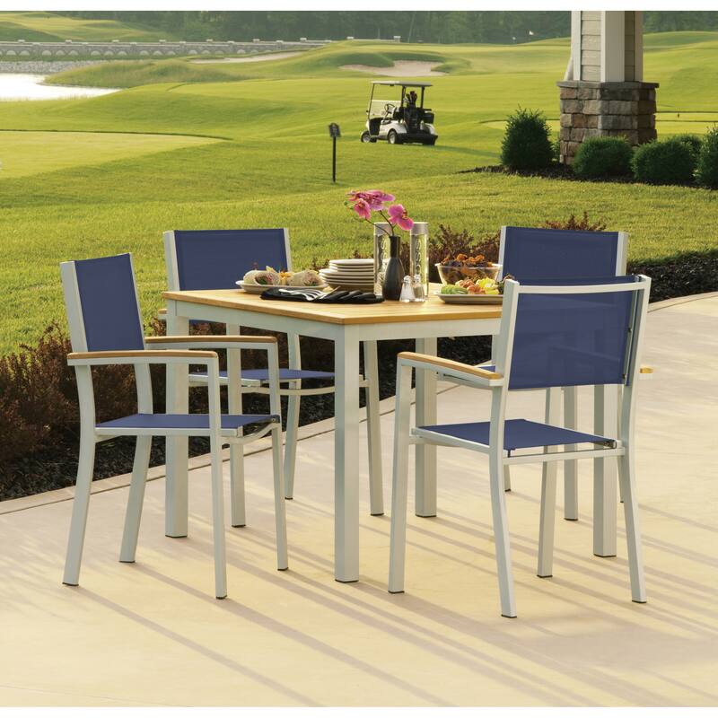 Oxford Garden Travira 5 Piece 39 inch Natural Tekwood Dining Set