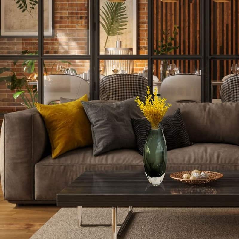 Smoky Gray Cut Glass Vase