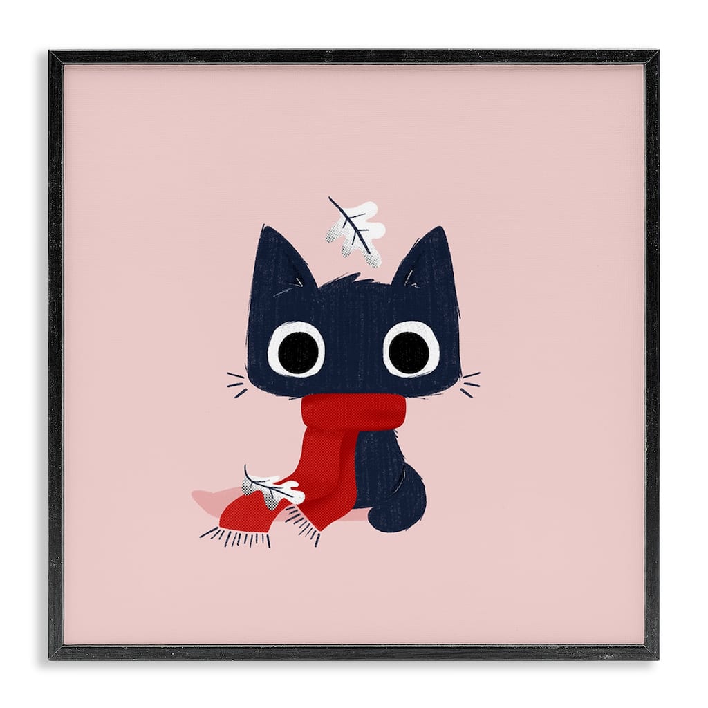 Stupell Little Kitten in Scarf Framed Giclee Art Design By Sarah Hickman