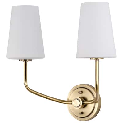 Cordello 2 Light Sconce - Vintage Brass Finish - Etched White Opal Glass - Vintage Brass