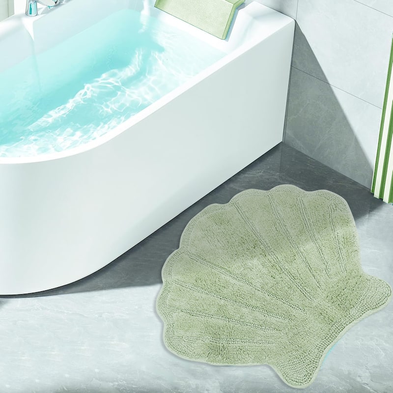 Better Trends Seashell Bath Rug 100% Cotton Absorbent Reversible Bathroom Mat Marilyn Collection